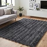 BEIMO Hochflor Teppich Schlafzimmer 120x170CM Dunkelgrau Flauschig Wohnzimmerteppich Anti-Rutsch Teppiche Shaggy Weich rutschfest für Kinderzimmer