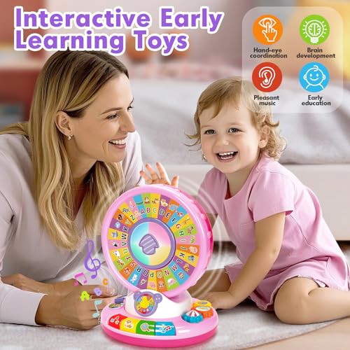 Image of Toys for 1 2 3 Year Old Girls, Spin & Sing ABC Alphabet Learning Zoo with Lights & Sounds, Musical Educational Toy for Toddler 1-3, Christmas 1st Birthday Gifts for Baby Kids Age 12-18 Months+