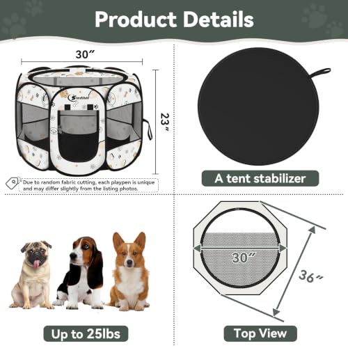 Image of Siedihit Dog Playpen, Medium Dogs Tent Crates Cage Indoor /Outdoor