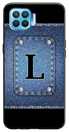 Image of Amazon Brand - Solimo Designer Button Jeans Alphabet-L Printed Soft & Flexible Hybrid Back Case Mobile Cover for Oppo F17 Pro