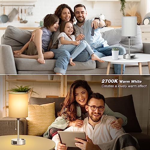 Image of Small Bedside Table Lamp for Bedroom - Desk Lamp with USB Ports for Dorm