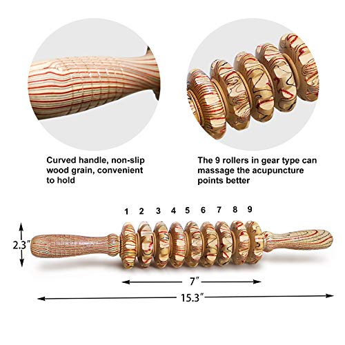 Deston Wooden Massager Handheld Roller Trigger Point Massager Stick For Fascia, Cellulite, Muscle & Abdomen , Body Therapy Massager, Muscle Belly Relief Tool… #TOP1