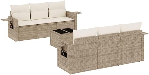 Miniatura 3 de Modern Outdoor Sofa Set with Modular Design and Weather-Resistant Construction, Beige PE Rattan, Powder-Coated Steel Frame, Tempered Glass Table for