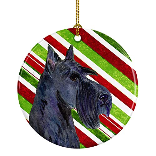Caroline's Treasures Scottish Terrier Candy Cane Holiday Christmas Ceramic Ornament Christmas Tree Hanging Decorations for Home Christmas Holiday, Party, Gift, 3 in, Multicolor