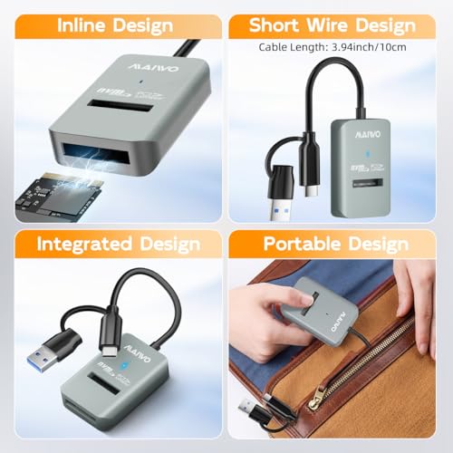 Adaptador MAIWO M.2 NVMe a USB con carcasa 8TB miniatura 5