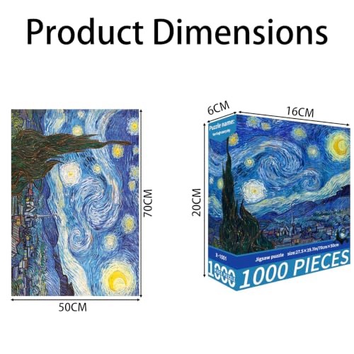 Image of 1000 Piece Puzzles for Adults, Wooden Starry Sky Jigsaw Puzzle, 50x70cm Brain Teaser Game for Relaxation and Home Wall Decor