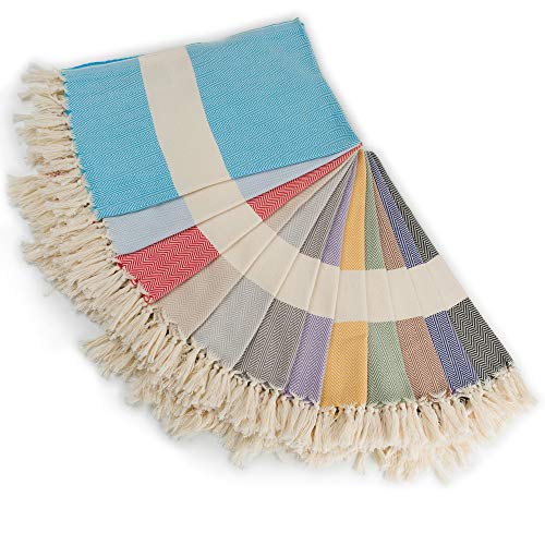 Cozy Herringbone | 100% Cotton Original Turkish Beach & Bath Towel (39.5X70) - Pre-Washed Peshtemal, Pool, Gym, Spa, Hammam, Bath Towel, Eco-Friendly [Red] #TOP4