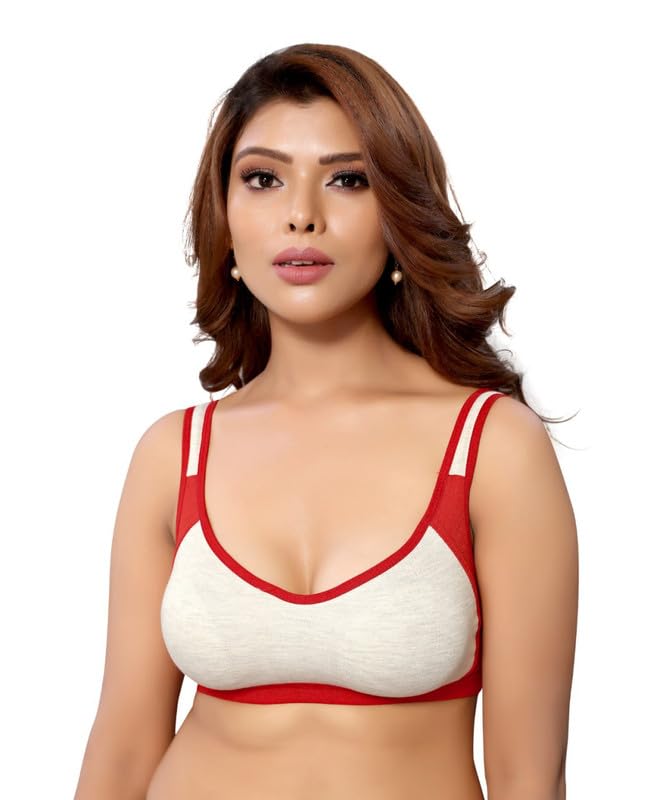 Women's Cotton Medium Impact Non-Padded Full Cup Sports Bra | Ideal for Gym Yoga Running (Pack of 1, Multicolor)-image-8