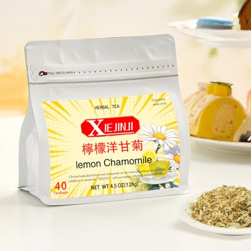 Xiejinji Lemon Chamomile Tea Bags, 40 Count, Caffeine Free