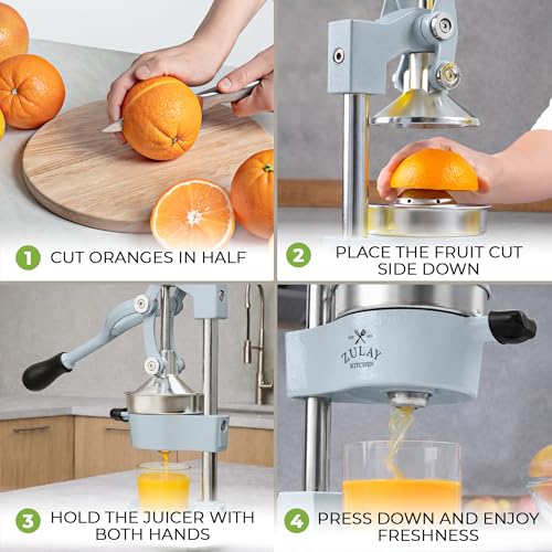 Image of Zulay Kitchen Cast Iron Juicer - Easy-to-Clean Heavy-Duty Manual Juicer, Professional Citrus Juicer - Stainless Steel Lemon Squeezer - Manual Citrus Press & Orange Squeezer - Orange Juicer