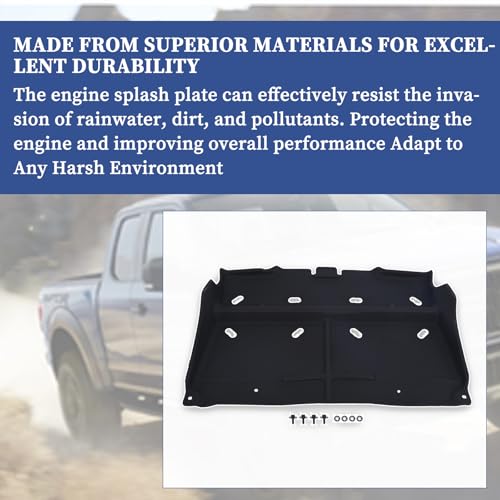 Image of ML3Z-7222-D Splash Panel Shield Under Diaper Compatible with Ford F150 2015-2020 with Gasoline Engine Replace ML3Z7222D (Not Fit Raptor Model /Not Fit 3.0L Diesel) Black Splash Guard
