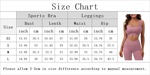 image for Charne Womens Workout Outfits 2 Piece Workout Sets Ribbed Seamless Hig