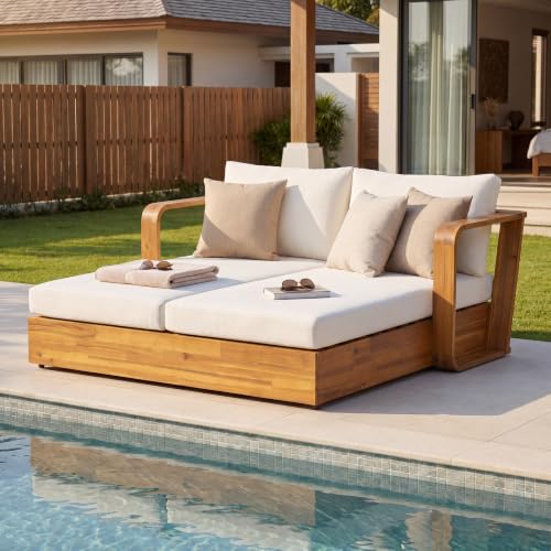 Merax Acacia Wood 2-Seater Daybed