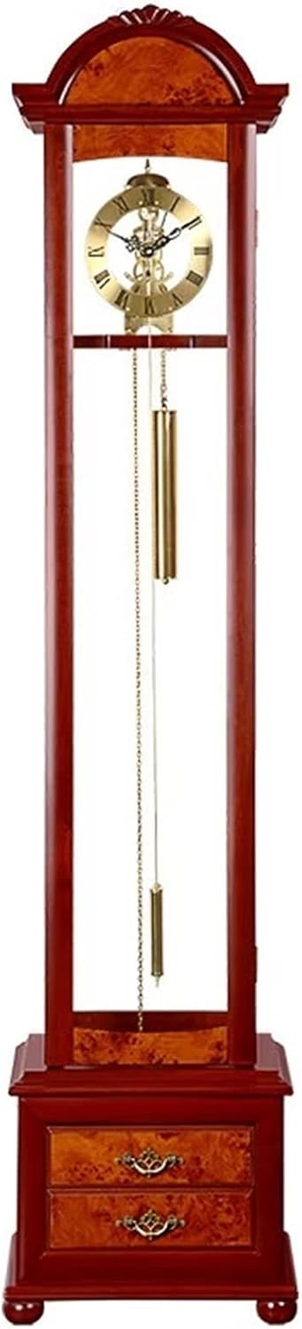 Grandfather Clock Wall Clock Wood Mechanical Floor Clock Living Room Retro Large Desk Modern Minimalist Vertical Creative Pendulum Dot Alarm Brown,Home Decor Gift