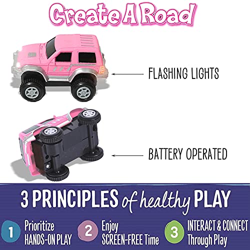 Liberty Imports 168 Pieces Create A Road Super Snap Speedway - Magic Journey Flexible Track Set - Ideal Gift Toy For Toddlers, Kids, Boys, And Girls (Princess Pink) #TOP5