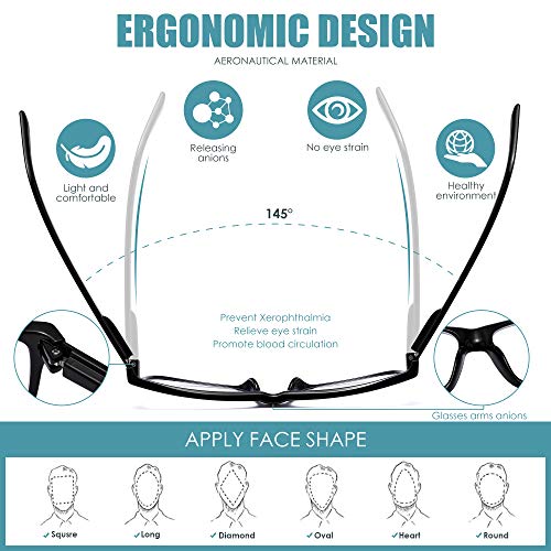 Danamy Reading Glasses Blue Light Blocking Glasses Women/Men - 6Pack Computer Readers Anti Glare Filter Square Frames Eyeglasses #TOP2