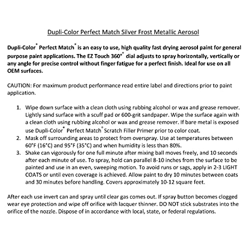 Image of Dupli-Color EBNS05657 Perfect Match Automotive Spray Paint - Silver Frost Metallic, 549-8 oz. Aerosol Can