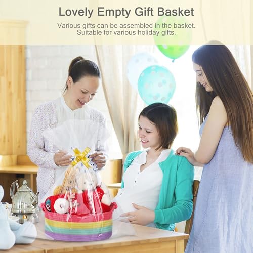 Image of Small Empty Gift Basket with Bag & Ribbons, Rainbow