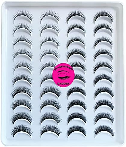 DAODER Lashes Short Eyelashes Natural Look Faux Mink Lashes Wispy Medium Length False Eyelashes 9~11mm Reusable Eye Lashes Pack Variety Styles 20Pairs