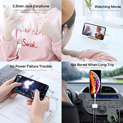 Headphone Adapter for iPhone Charger Jack AUX Audio 3.5 mm Jack Adapter for iPhone Adapter Compatible with iPhone 7/7 Plus/8/8 Plus/11/X/XS/XSMAX Dongle Accessory Connector Compatible All iOS Systems