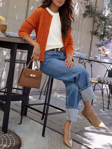 Image of Ezbelle Women's Long Sleeve Open Front Cropped Lightweight Cardigan Sweater Button Down Shirt 2026 Fall Tops