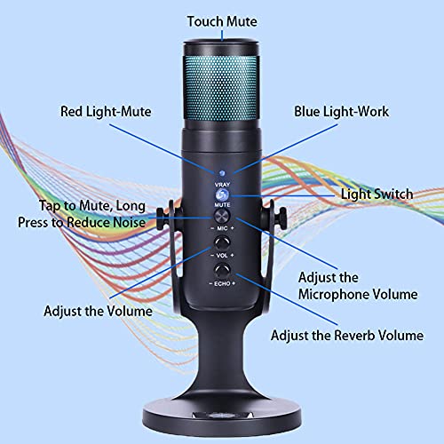 USB Mikrofon, RGB PC Gaming Kondensator Mikrofon Studioqualität für PS4 Mac LED Farbatmosphärenlicht Microphone mit… - Image 3