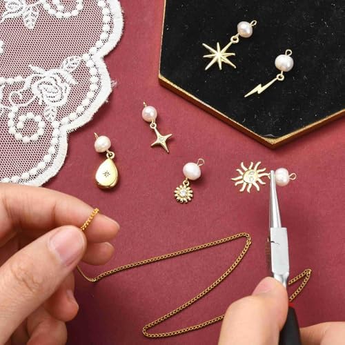 [BEROZA] 6個 6スタイル キュービックジルコニア フラワー サンチャーム 金メッキ 稲妻 星 ペンダント パール付き ブレ