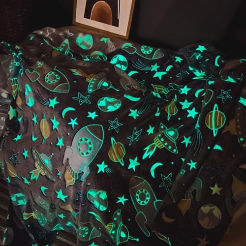 Image of Happy Hues Glow in The Dark Blanket Kids-Teens Boys & Girls Travel Lightweight Throw Blankets Soft & Fluffy for Kids (Pink Butterfly)