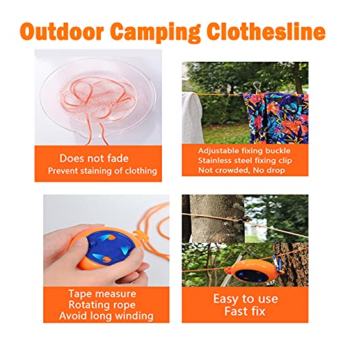 QeeHeng Portable Retractable Clothesline, 32.8ft With Windproof Clothespins, 10 Stoppers - Image 8