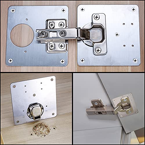 2 Pcs Cabinet Hinge Repair Plates Kits, Kitchen Cupboard Door Hinge Repair Plates, Stainless Steel Hinge Repair Fixing Bracket Plate Kit With Screws For Kitchen Furniture Cabinet Door #TOP4