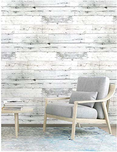 Wood Peel and Stick Wallpaper Shiplap Grey/White Removable Distressed Wood Grain Self-Adhesive Wallpaper,Waterproof Shelf Liner for Home Decaration 17.7''x118.1''