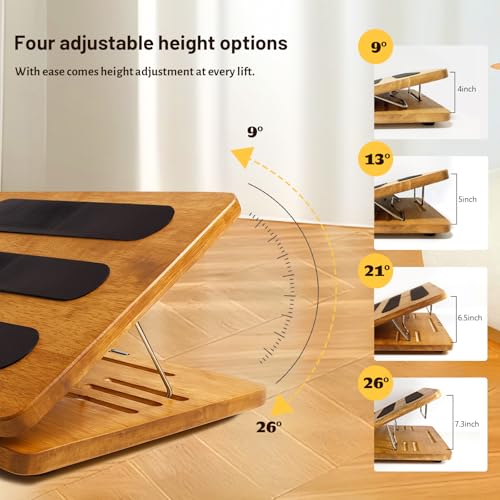 Foot Rest for Under Desk at Work - Wooden Adjustable Office Footrest with Foam Cushion Pad, 4 Heights & Ergonomic Anti-Slip Design for Home & Office (Natural) - Image 5