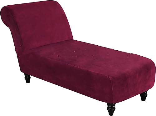 Funda de terciopelo para tumbona sin brazos, funda elástica para sofá para muebles de mascotas, lavable a máquina (borgoña)