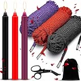 Tisancy 8 Pcs Decorative Accessory Kit - 3 Low Temperature Candles, 3 Soft Silk String, 1 Storage Bag and 1 Scissors, for Wedding Decor & Daily Use