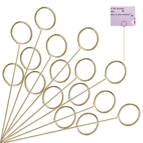 40Pcs Floral Pick Card Holder Gift Card Tree Holder Photo Memo Holder Pick Stick 12 Inch Suitable for Wedding Birthday Party Flower Gifts (Round)