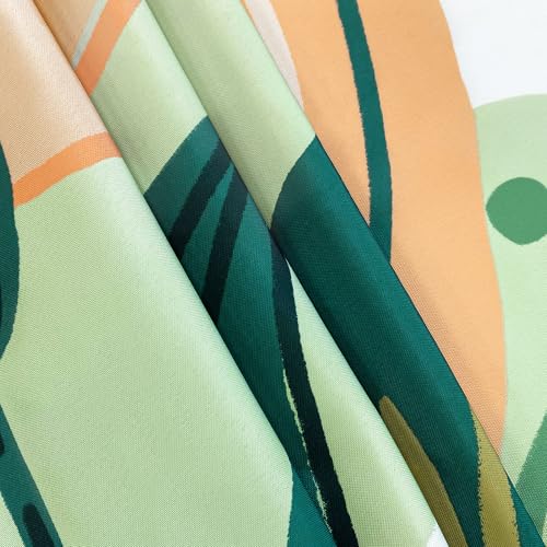 Tyrot Scalloped Boho Floral Rectangle Table Cloth Farmhouse Waterproof Stain Resistant Tablecloth Mid Century Botanical Indoor Outdoor Table Covers for Kitchen Dining/Party, 52x70, Green Pink by Tyrot - Used condition - Image 8