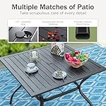 PHI VILLA 37 Inch Outdoor Dining Table Metal Steel Slat Square Patio Dining Table with 1.57" Umbrella Hole for Garden, Backyard and Porch (Classic Black) - Image 4