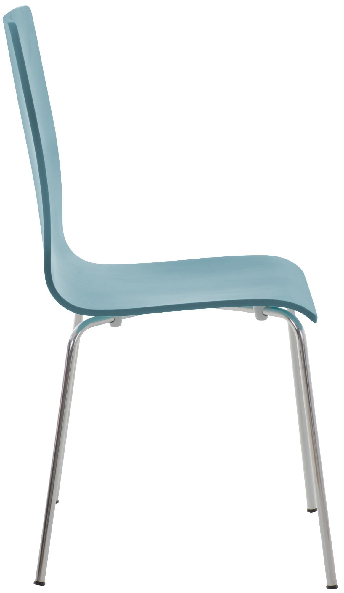 CLP Set 4 Sedie Visitatore Pepe I Sedia Attesa Con Seduta In Legno E Telaio In Metallo Cromato I Sedia Ergonomica E Facile Da Pulire, Colore:azzurro