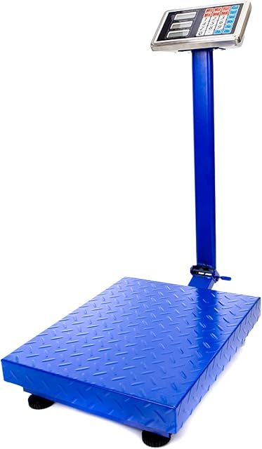 300KG / 661lb LCD Digital Platform Scale, Heavy Duty Transport and Folding Floor Post Scale Agricultural Vertical Weighing, Durable Large Platform, Commercial/Industrial Desktop Scales (Blue)