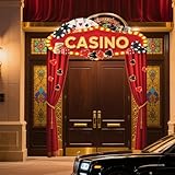 Large application:notre toile de fond sur le thème du casino peut être utilisée toute l'année, parfait pour les soirées de jeux, soirées casino, studios photo, salles de jeux, décor à la maison et plus, adapté à l'intérieur, Extérieur, porte d'entrée, porche, Cour, balcon et où vous le souhaitez