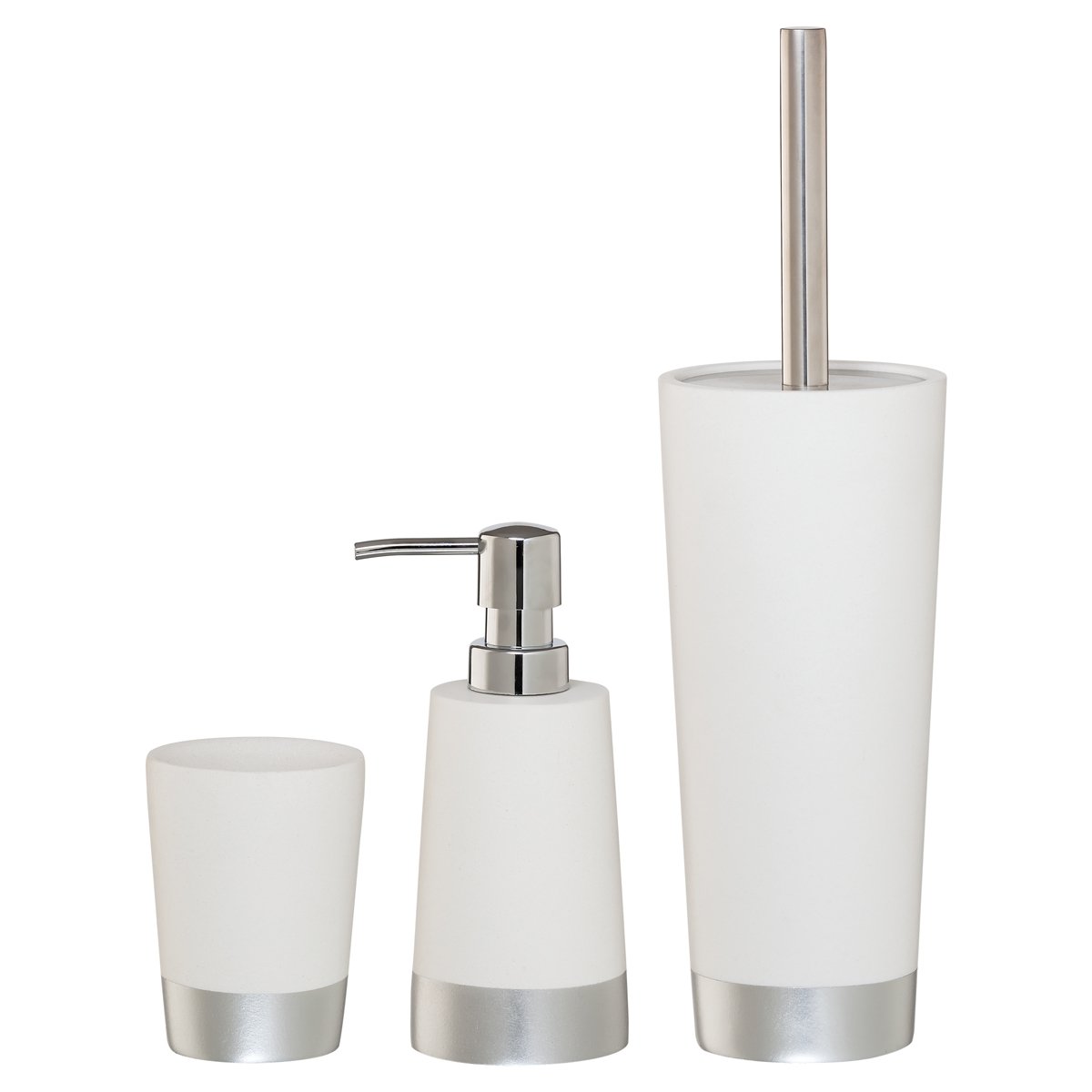 Sealskin Glossy Scopino e Portascopino da WC Set, Poliresina, Argento, 33,6 x 9,5 x 9,5 cm