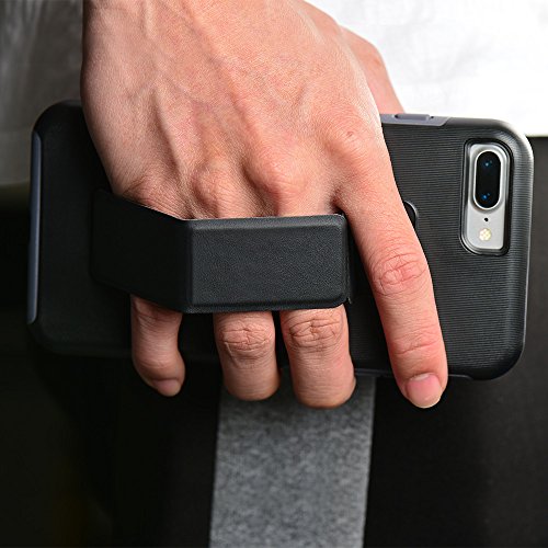 Iphone 8 Plus Case, Iphone 7 Plus Case, Zvedeng Hand Strap Vertical And Horizontal Stand Magnetic Kickstand Dual Layer Drop Protection Case For Iphone 7 Plus / 8 Plus 5.5'' Black And Grey #TOP7