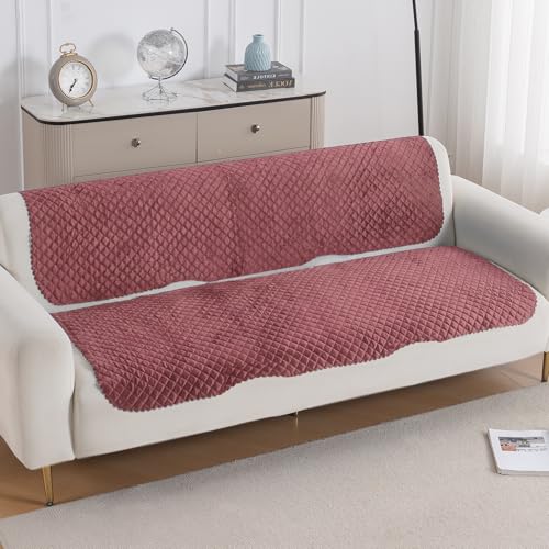 Image of HOKIPO Quilted Sofa Cover for 3 Seater for Seat & Back, 'Quilt Classic' Pink (IN-927-ONION*2)