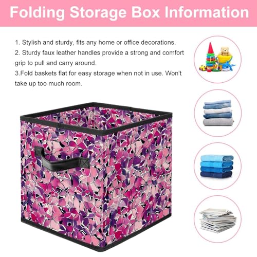 Panier de rangement en tissu fleurs roses pour organiser vos étagères