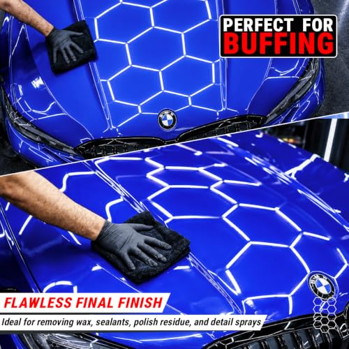 Image of WaveX Super Plush Edgeless Microfiber Buffing Towel 40x40 cm | Ultra Soft High GSM Microfiber Cloth for Car Wax, Polish & Ceramic Coating Removal | Scratch-Free & Lint-Free Detailing Towel