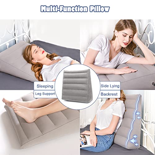 Vophia Inflatable Wedge Pillow - Lightweight & Portable Travel Wedge Pillow For Sleeping, Reading,Post Surgery&Leg Elevation - Triangle Pillow With Washable Cover Sleep Wedge Pillow (Grey) #TOP6