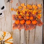 Fall Decor4 PCS Artificial Maple Leaves and Pumpkin Autumn Floral Stems Autumn Fake Flowers Maple Leaves Branches for Wedding Thanksgiving Home Table Arrangement Decor