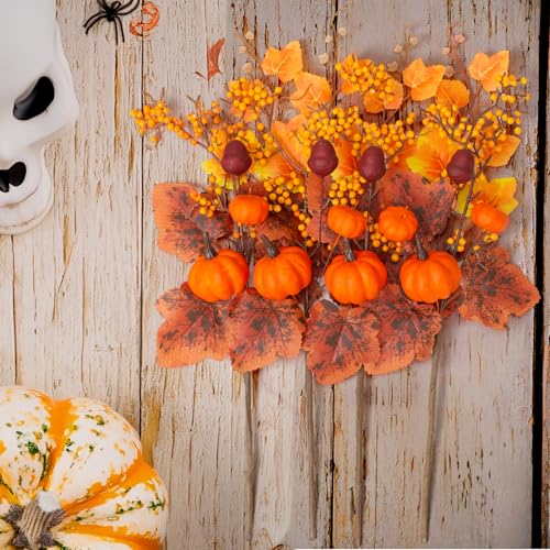 Fall-Decor4-PCS-Artificial-Maple-Leaves-and-Pumpkin-Autumn-Floral-Stems-Autumn-Fake-Flowers-Maple-Leaves-Branches-for-Wedding-Thanksgiving-Home-Table-Arrangement-Decor Fall Decor4 PCS Artificial Maple Leaves and Pumpkin Autumn Floral Stems Autumn Fake Flowers Maple Leaves Branches for Wedding Thanksgiving Home Table Arrangement Decor