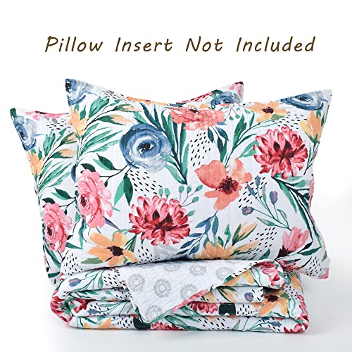 Loopuinhom Queen Quilt Set 3-Piece Bedspread Reversible Quilted Bedding 100% Cotton Coverlet Set With Shams, Gorgeous Floral Pattern For All Seasons(Pink) #TOP5