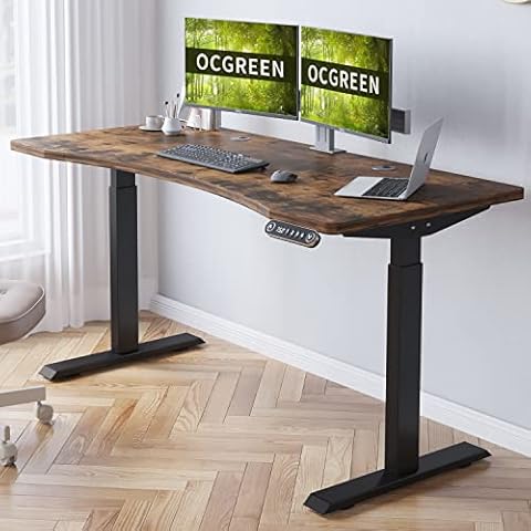 OCGREEN Schreibtisch Höhenverstellbar Elektrisch Dual Motor 160x76CM Stehpult Cover